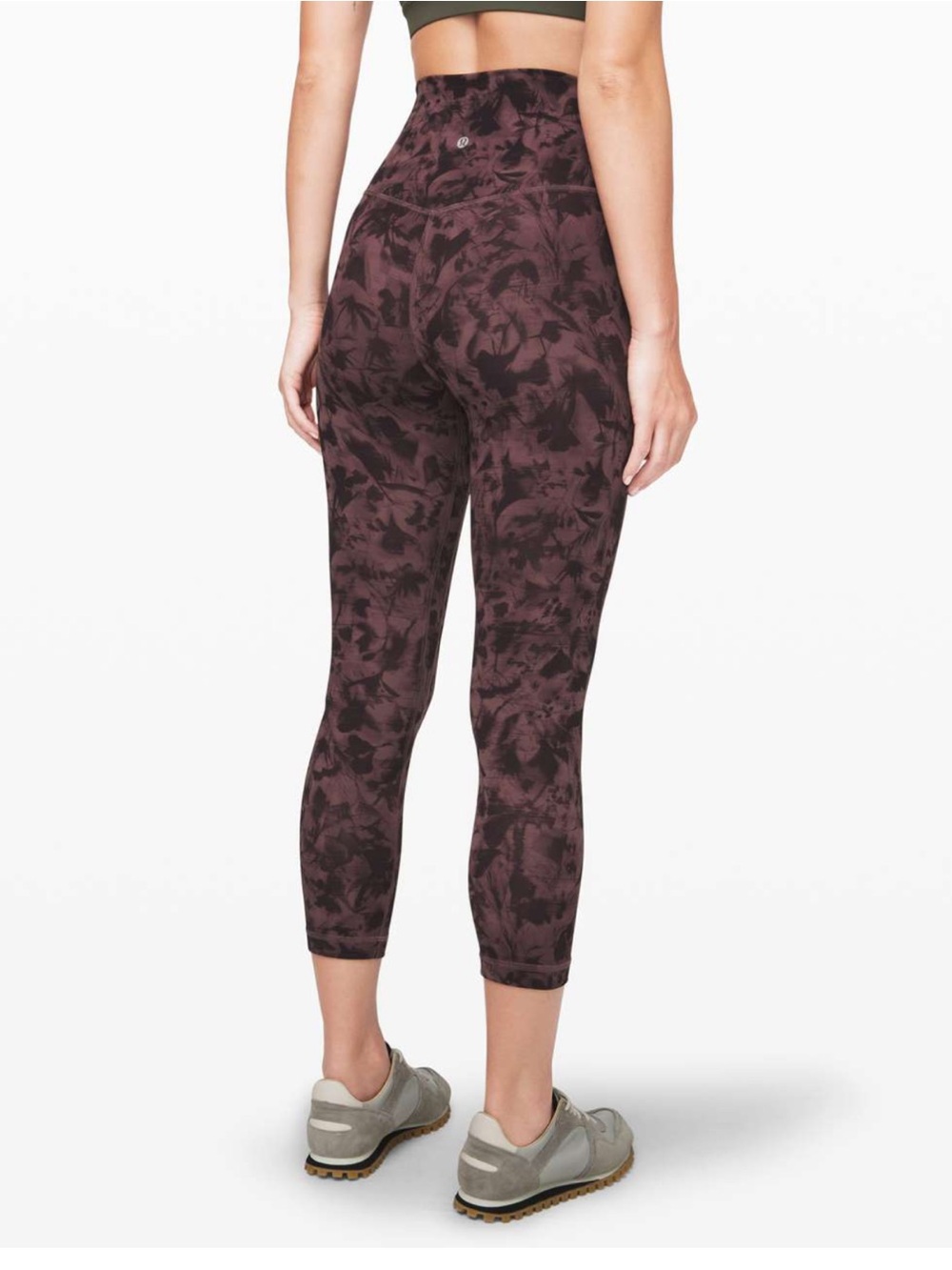 Lululemon Align Crop 21” Mini Dusk Floral Antique Bark Black Leggings Size 2